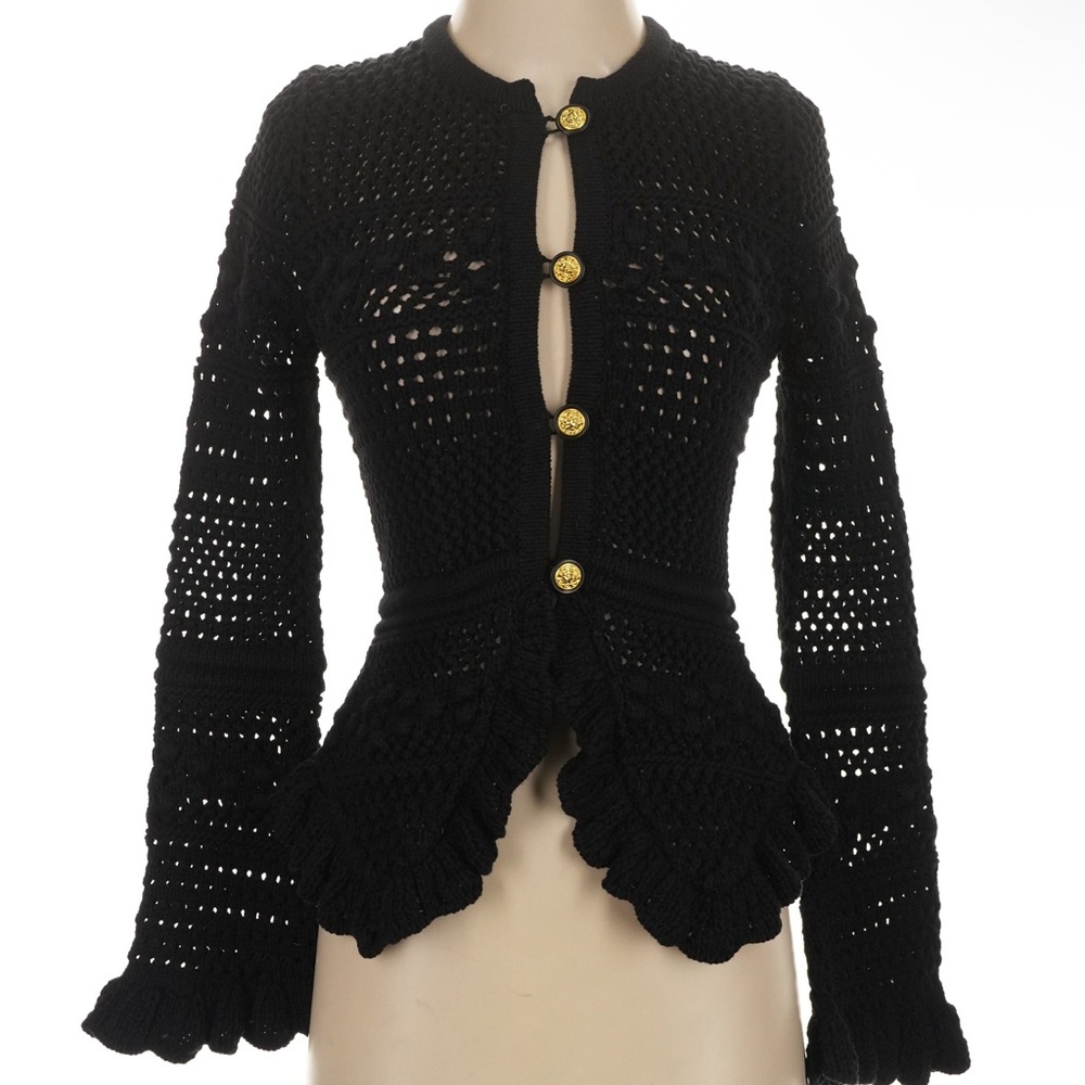 L'Agence Kiva Black Crochet Cardigan NWOT - Picture 6 of 10